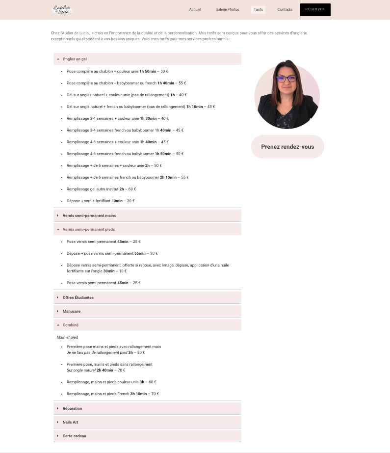 Site Web : L'atelier de Lucia